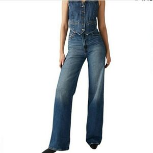 Levi’s Premium Ribcage Wide Leg Jeans Medium Wash High Rise Size 27